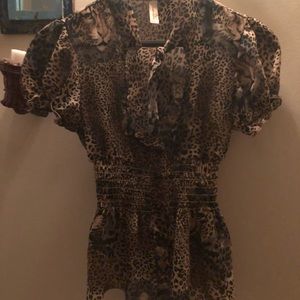 Chocolate animal print design blouse